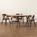 Baxton Studio Danton Mid-Century Modern Grey Fabric Upholstered and Walnut Brown Finished Wood 5-Piece Dining Set - BSOWM1900B-Smoke/Walnut-5PC Dining Set