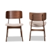 Baxton Studio Alston Mid-Century Modern Beige Fabric Upholstered and Walnut Brown Finished Wood 2-Piece Dining Chair Set - BSOWM1892B-Latte/Walnut-DC
