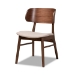 Baxton Studio Alston Mid-Century Modern Beige Fabric Upholstered and Walnut Brown Finished Wood 5-Piece Dining Set - BSOWM1892B-Latte/Walnut-5PC Dining Set