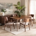 Baxton Studio Alston Mid-Century Modern Beige Fabric Upholstered and Walnut Brown Finished Wood 5-Piece Dining Set - BSOWM1892B-Latte/Walnut-5PC Dining Set