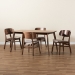 Baxton Studio Alston Mid-Century Modern Beige Fabric Upholstered and Walnut Brown Finished Wood 5-Piece Dining Set - BSOWM1892B-Latte/Walnut-5PC Dining Set