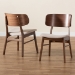 Baxton Studio Alston Mid-Century Modern Beige Fabric Upholstered and Walnut Brown Finished Wood 2-Piece Dining Chair Set - BSOWM1892B-Latte/Walnut-DC