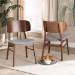 Baxton Studio Alston Mid-Century Modern Grey Fabric Upholstered and Walnut Brown Finished Wood 2-Piece Dining Chair Set - BSOWM1892B-Smoke/Walnut-DC