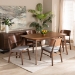 Baxton Studio Alston Mid-Century Modern Grey Fabric Upholstered and Walnut Brown Finished Wood 5-Piece Dining Set - BSOWM1892B-Smoke/Walnut-5PC Dining Set