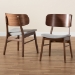 Baxton Studio Alston Mid-Century Modern Grey Fabric Upholstered and Walnut Brown Finished Wood 2-Piece Dining Chair Set - BSOWM1892B-Smoke/Walnut-DC