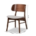 Baxton Studio Alston Mid-Century Modern Grey Fabric Upholstered and Walnut Brown Finished Wood 2-Piece Dining Chair Set - BSOWM1892B-Smoke/Walnut-DC