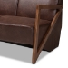Baxton Studio Christa Mid-Century Modern Transitional Dark Brown Faux Leather Effect Fabric Upholstered and Walnut Brown Finished Wood Sofa - BSOWM5020-Dark Brown/Walnut-SF