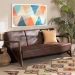 Baxton Studio Christa Mid-Century Modern Transitional Dark Brown Faux Leather Effect Fabric Upholstered and Walnut Brown Finished Wood Sofa - BSOWM5020-Dark Brown/Walnut-SF
