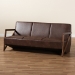 Baxton Studio Christa Mid-Century Modern Transitional Dark Brown Faux Leather Effect Fabric Upholstered and Walnut Brown Finished Wood Sofa - BSOWM5020-Dark Brown/Walnut-SF