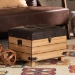 Baxton Studio Edmund Rustic Transitional Dark Brown Faux Leather Upholstered and Oak Brown Finished Wood Storage Ottoman - BSOJY20B056S-Dark Brown-Small Otto