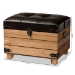 Baxton Studio Edmund Rustic Transitional Dark Brown Faux Leather Upholstered and Oak Brown Finished Wood Storage Ottoman - BSOJY20B056S-Dark Brown-Small Otto