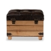 Baxton Studio Edmund Rustic Transitional Dark Brown Faux Leather Upholstered and Oak Brown Finished Wood Storage Ottoman - BSOJY20B056S-Dark Brown-Small Otto