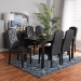 Baxton Studio Dylin Modern and Contemporary Black Faux Leather Upholstered and Dark Brown Finished Wood 7-Piece Dining Set - BSOBBT5158-Black/Dark Brown-7PC Dining Set
