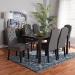 Baxton Studio Dylin Modern and Contemporary Dark Grey Fabric Upholstered and Dark Brown Finished Wood 7-Piece Dining Set - BSOBBT5158-Dark Grey/Dark Brown-7PC Dining Set