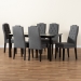 Baxton Studio Dylin Modern and Contemporary Dark Grey Fabric Upholstered and Dark Brown Finished Wood 7-Piece Dining Set - BSOBBT5158-Dark Grey/Dark Brown-7PC Dining Set