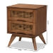 Baxton Studio Barrett Mid-Century Modern Walnut Brown Finished Wood and Synthetic Rattan 2-Drawer Nightstand - BSOMG9001-Rattan-2DW-NS