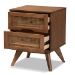 Baxton Studio Barrett Mid-Century Modern Walnut Brown Finished Wood and Synthetic Rattan 2-Drawer Nightstand - BSOMG9001-Rattan-2DW-NS