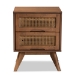 Baxton Studio Barrett Mid-Century Modern Walnut Brown Finished Wood and Synthetic Rattan 2-Drawer Nightstand - BSOMG9001-Rattan-2DW-NS