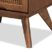 Baxton Studio Barrett Mid-Century Modern Walnut Brown Finished Wood and Synthetic Rattan 2-Drawer Nightstand - BSOMG9001-Rattan-2DW-NS