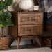 Baxton Studio Barrett Mid-Century Modern Walnut Brown Finished Wood and Synthetic Rattan 2-Drawer Nightstand - BSOMG9001-Rattan-2DW-NS