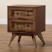 Baxton Studio Barrett Mid-Century Modern Walnut Brown Finished Wood and Synthetic Rattan 2-Drawer Nightstand - BSOMG9001-Rattan-2DW-NS