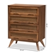 Baxton Studio Barrett Mid-Century Modern Walnut Brown Finished Wood and Synthetic Rattan 4-Drawer Chest - BSOMG9001-Rattan-4DW-Chest