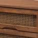 Baxton Studio Barrett Mid-Century Modern Walnut Brown Finished Wood and Synthetic Rattan 6-Drawer Dresser - BSOMG9001-Rattan-6DW-Dresser