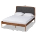 Baxton Studio Diantha Classic and Traditional Dark Grey Fabric Upholstered and Walnut Brown Finished Wood King Size Platform Bed - BSOMG0061-Dark Grey/Walnut-King