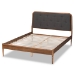 Baxton Studio Diantha Classic and Traditional Dark Grey Fabric Upholstered and Walnut Brown Finished Wood King Size Platform Bed - BSOMG0061-Dark Grey/Walnut-King