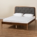 Baxton Studio Diantha Classic and Traditional Dark Grey Fabric Upholstered and Walnut Brown Finished Wood King Size Platform Bed - BSOMG0061-Dark Grey/Walnut-King