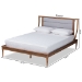 Baxton Studio Regis Modern and Contemporary Transitional Light Grey Fabric Upholstered and Walnut Brown Finished Wood Full Size Platform Bed - BSOMG0067-Light Grey/Walnut-Full