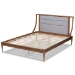 Baxton Studio Regis Modern and Contemporary Transitional Light Grey Fabric Upholstered and Walnut Brown Finished Wood Full Size Platform Bed - BSOMG0067-Light Grey/Walnut-Full