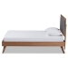 Baxton Studio Roze Mid-Century Modern Dark Grey Fabric Upholstered and Walnut brown Finished Wood Twin Size Platform Bed - BSORoze-Dark Grey/Walnut-Twin