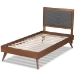 Baxton Studio Roze Mid-Century Modern Dark Grey Fabric Upholstered and Walnut brown Finished Wood Twin Size Platform Bed - BSORoze-Dark Grey/Walnut-Twin