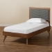 Baxton Studio Roze Mid-Century Modern Dark Grey Fabric Upholstered and Walnut brown Finished Wood Twin Size Platform Bed - BSORoze-Dark Grey/Walnut-Twin