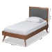 Baxton Studio Roze Mid-Century Modern Dark Grey Fabric Upholstered and Walnut brown Finished Wood Twin Size Platform Bed - BSORoze-Dark Grey/Walnut-Twin