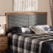 Baxton Studio Iden Modern and Contemporary Dark Grey Fabric Upholstered and Walnut Brown Finished Wood Queen Size Headboard - BSOMG9733-Dark Grey/Walnut-Queen-HB
