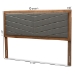 Baxton Studio Iden Modern and Contemporary Dark Grey Fabric Upholstered and Walnut Brown Finished Wood Queen Size Headboard - BSOMG9733-Dark Grey/Walnut-Queen-HB