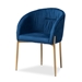Baxton Studio Ballard Modern Luxe and Glam Navy Blue Velvet Fabric Upholstered and Gold Finished Metal Dining Chair