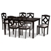 Baxton Studio Ruth Modern Transitional Grey Fabric Upholstered and Dark Brown Finished Wood 7-Piece Dining Set