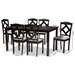 Baxton Studio Ruth Modern Transitional Grey Fabric Upholstered and Dark Brown Finished Wood 7-Piece Dining Set - BSORuth-Grey/Dark Brown-7PC Dining Set
