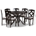 Baxton Studio Carlin Modern Transitional Grey Fabric Upholstered and Dark Brown Finished Wood 7-Piece Dining Set - BSOCarlin-Grey/Dark Brown-7PC Dining Set