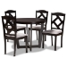 Baxton Studio Morigan Modern Transitional Grey Fabric Upholstered and Dark Brown Finished Wood 5-Piece Dining Set