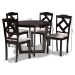 Baxton Studio Morigan Modern Transitional Grey Fabric Upholstered and Dark Brown Finished Wood 5-Piece Dining Set - BSOMorigan-Grey/Dark Brown-5PC Dining Set
