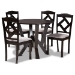 Baxton Studio Riona Modern Transitional Grey Fabric Upholstered and Dark Brown Finished Wood 5-Piece Dining Set