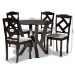 Baxton Studio Riona Modern Transitional Grey Fabric Upholstered and Dark Brown Finished Wood 5-Piece Dining Set - BSORiona-Grey/Dark Brown-5PC Dining Set
