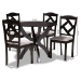 Baxton Studio Nesa Modern Transitional Grey Fabric Upholstered and Dark Brown Finished Wood 5-Piece Dining Set - BSONesa-Grey/Dark Brown-5PC Dining Set