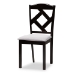 Baxton Studio Nesa Modern Transitional Grey Fabric Upholstered and Dark Brown Finished Wood 5-Piece Dining Set - BSONesa-Grey/Dark Brown-5PC Dining Set