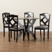 Baxton Studio Nesa Modern Transitional Grey Fabric Upholstered and Dark Brown Finished Wood 5-Piece Dining Set - BSONesa-Grey/Dark Brown-5PC Dining Set