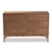 Baxton Studio Landis Mid-Century Modern Ash Walnut Finished Wood 6-Drawer Dresser - BSOMG9002-Ash Walnut-6DW-Dresser